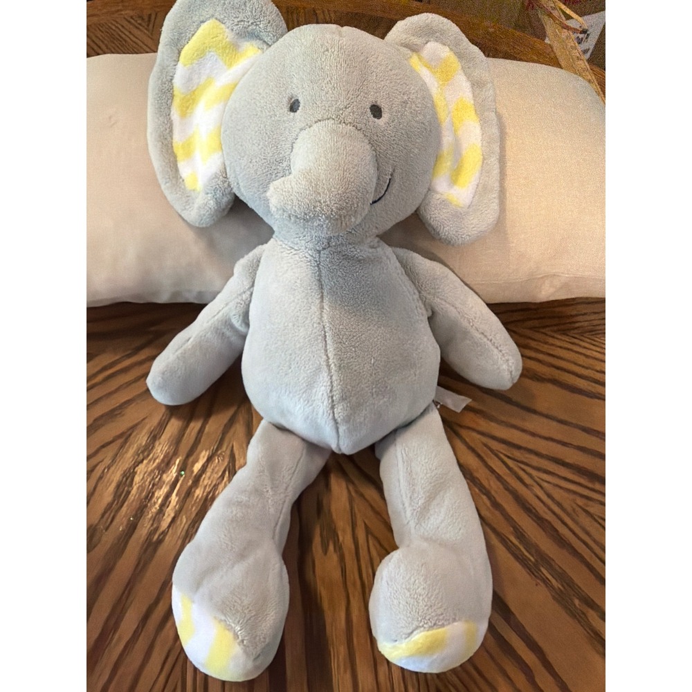Nursery Rhyme Gray Elephant Plush Yellow Chevron Ears Stuffed Animal 2014 Toy